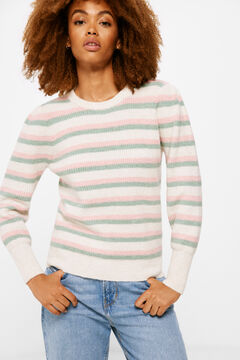 Springfield Striped Jumper with Voluminous Sleeves brown
