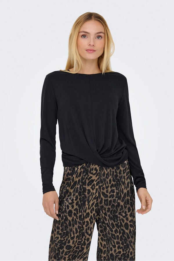 Only Lang&auml;rmelig drapiertes Top Schwarz