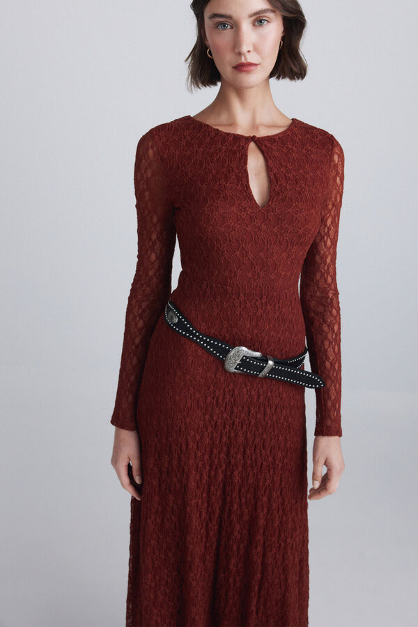Springfield Midi haljina sa čipkom i izrezom u obliku suze Narandžasta