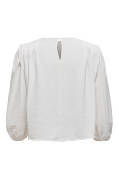 Springfield Round neck blouse with puffed sleeves blanc