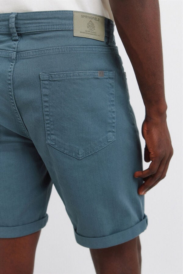 Springfield Washed 5-pocket slim fit Bermuda shorts blue