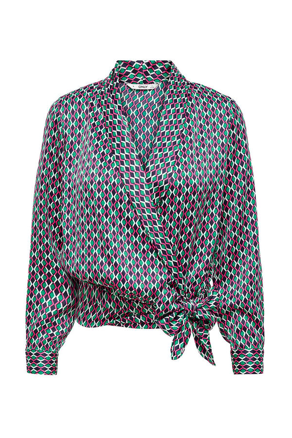 Springfield Long-sleeved crossover blouse blue