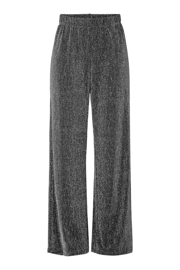 Pieces Calças de lurex elásticas de perna reta preto