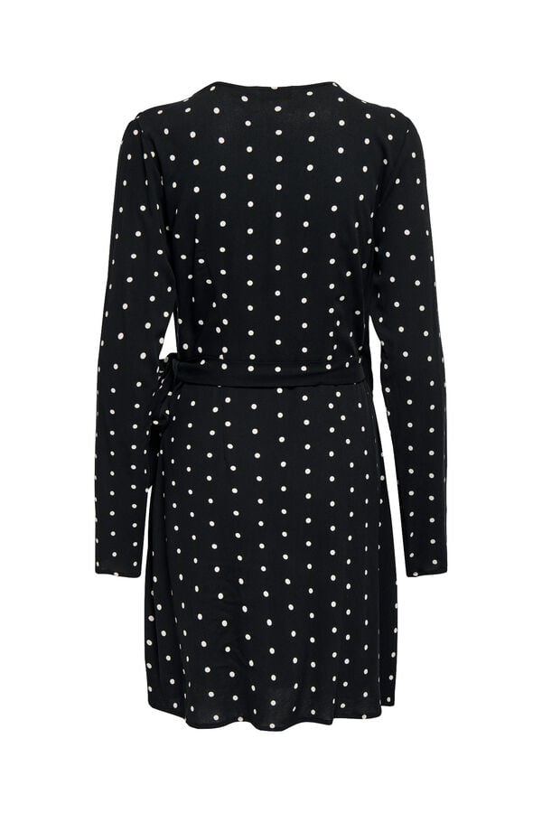 Only Polka-dot wrap short dress black