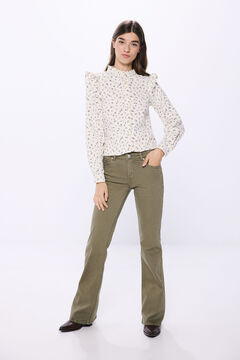 Springfield corduroy blouse with ruffled shoulders natural