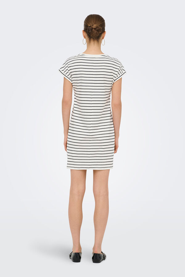 Only Vestido corto estampado rayas blanco