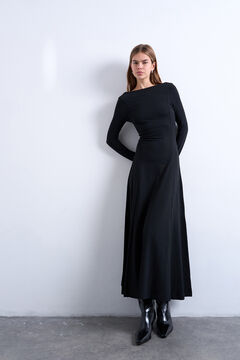 Topshop Vestido largo de manga larga con modal negro