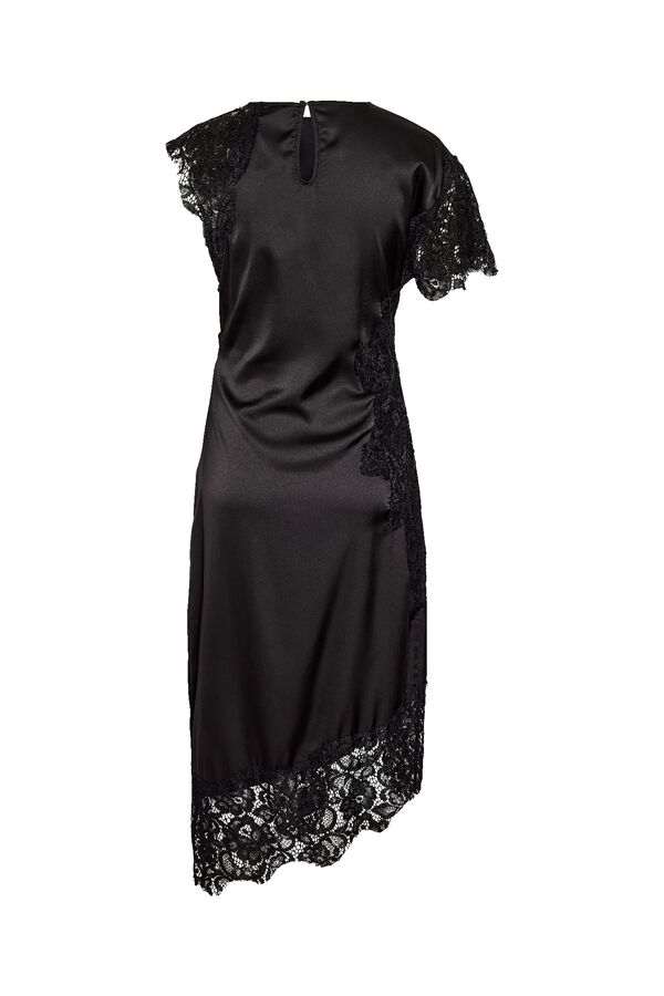 Noisy May Satin-finish dress with lace details black