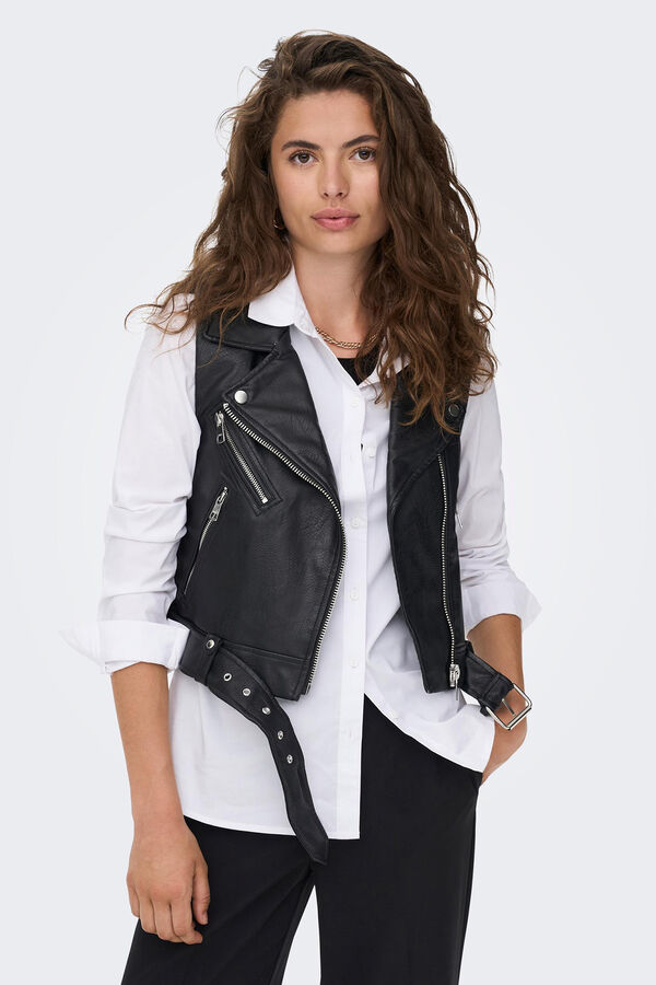 Springfield Faux leather gilet crna