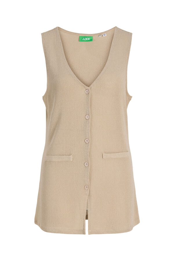 Jack & Jones Jacquard knit long gilet brown