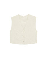Koton Chaleco corto abotonado beige