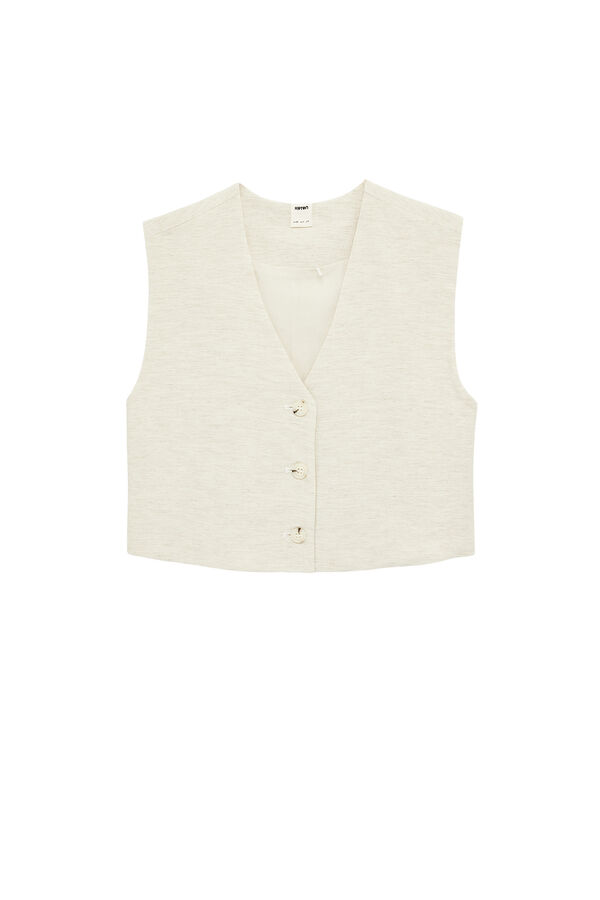 Koton Chaleco corto abotonado beige