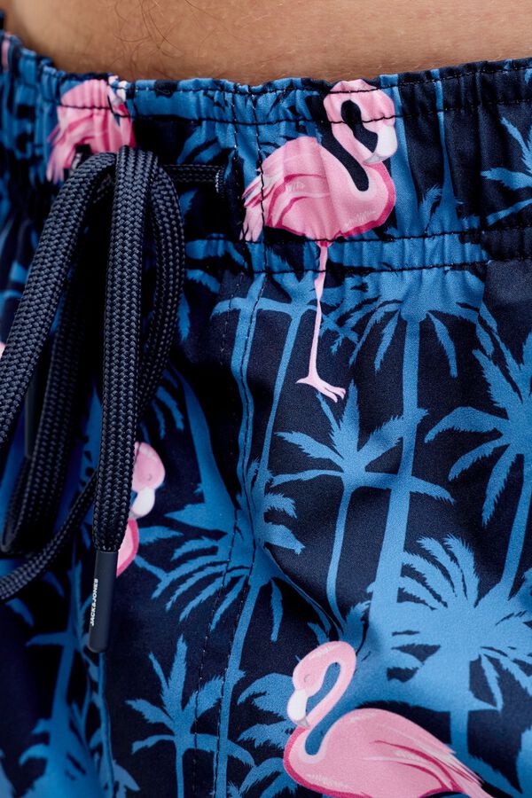 Jack & Jones PLUS Ba&ntilde;ador estampado flamencos azul