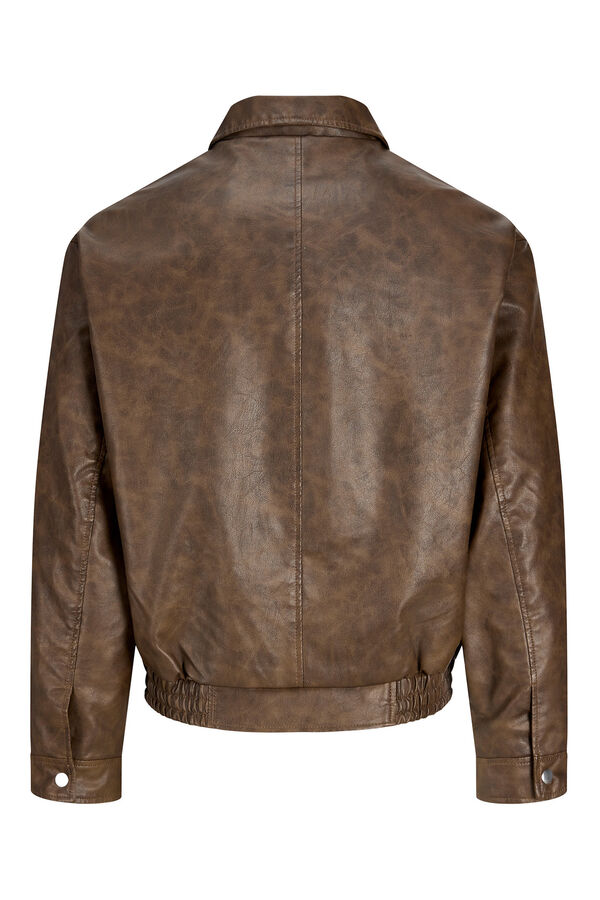 Jack & Jones Cazadora bomber polipiel marr&oacute;n