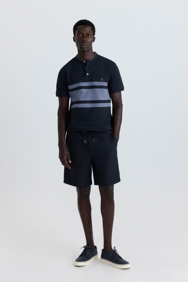 Springfield Polo col mao color block slim fit bleu