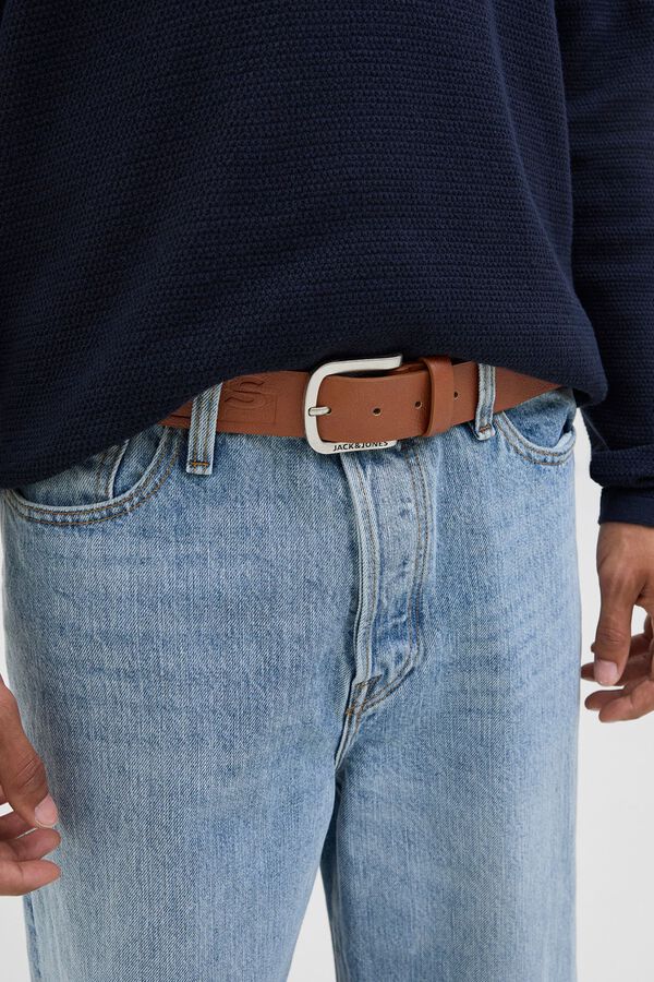 Jack & Jones 100% leather belt nude