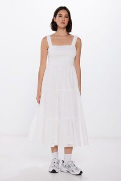 Springfield Midi-Kleid Stickerei Schiffly Weiß