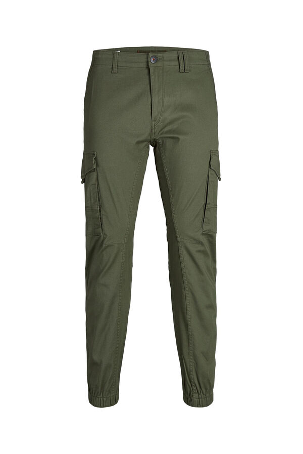 Springfield Cargo trousers with elasticated hems zelena