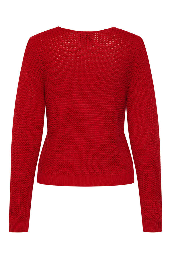 JDY Jersey cuello pico rojo