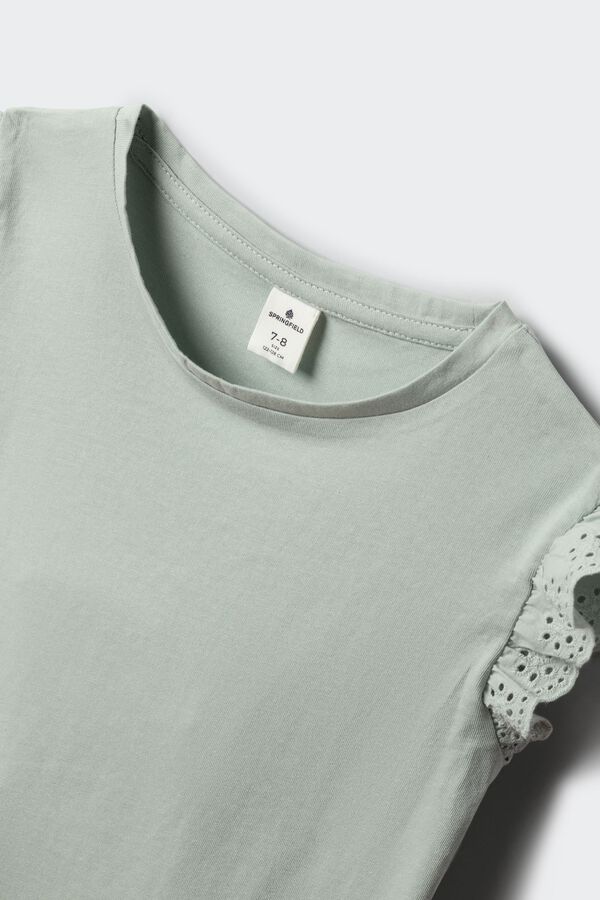 Springfield Kids T-shirt de manga curta com folho bordado para menina verde