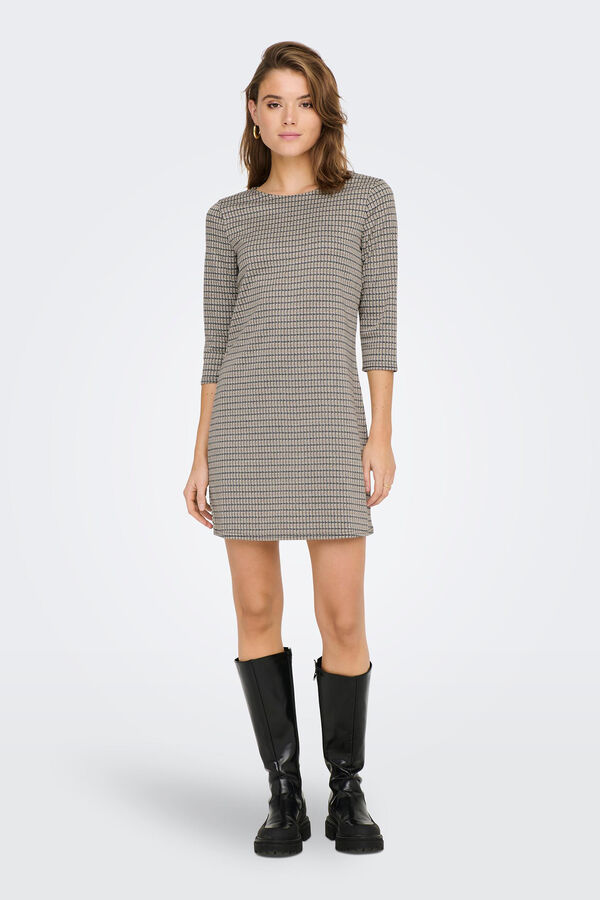 Springfield Short dress with 3/4-length sleeves smeđa