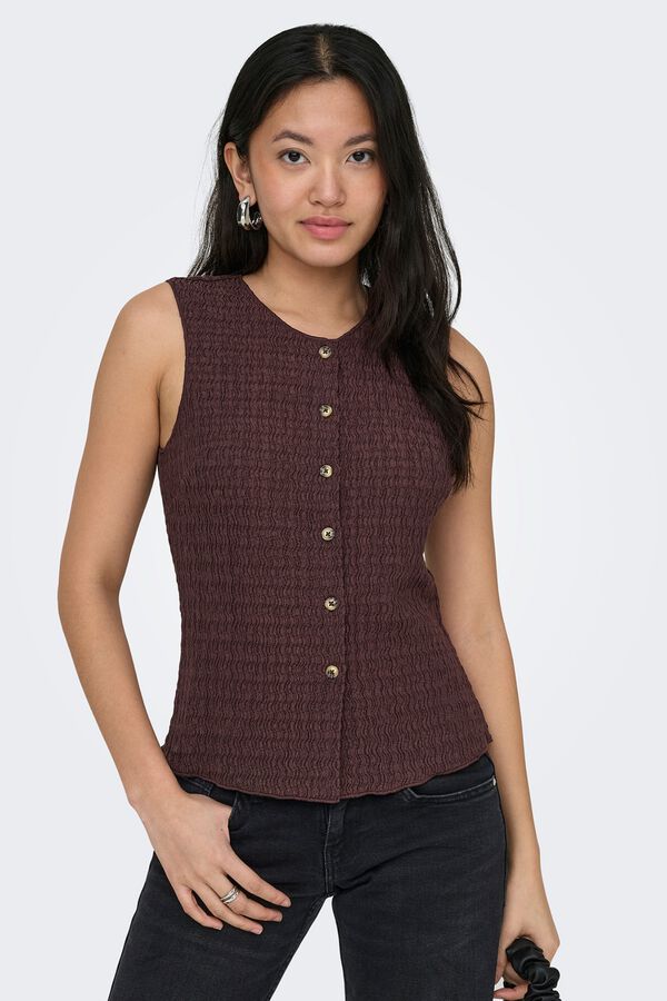 Only Chaleco estructura marr&oacute;n