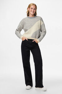 Pieces Zweifarbiger Pullover mit Ausschnitt