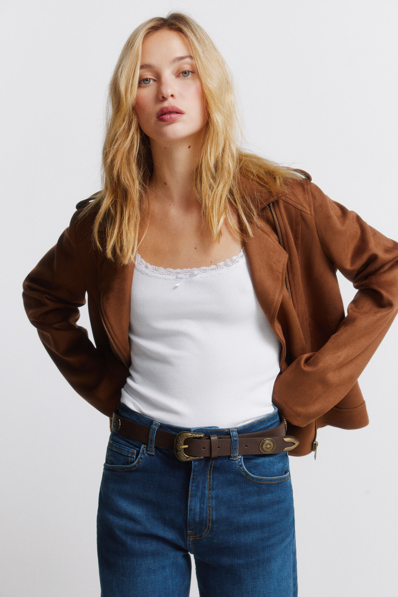 Springfield Suede jacket with shoulder loops