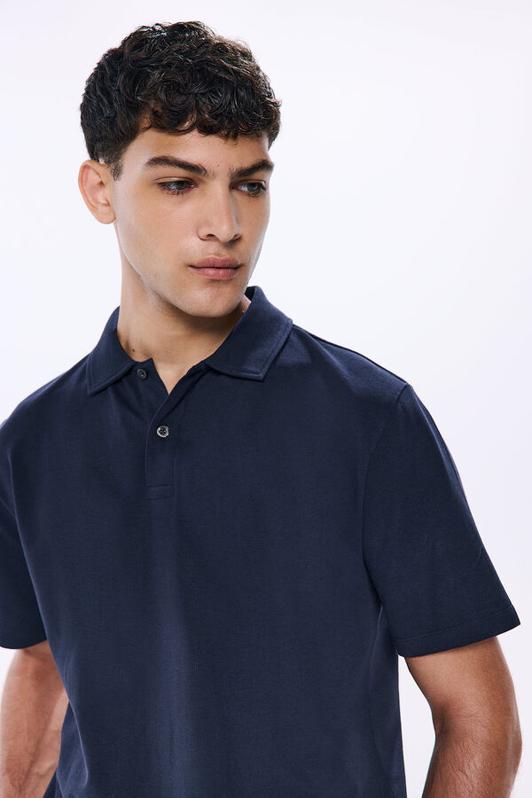 Springfield regular fit piqué polo shirt blue