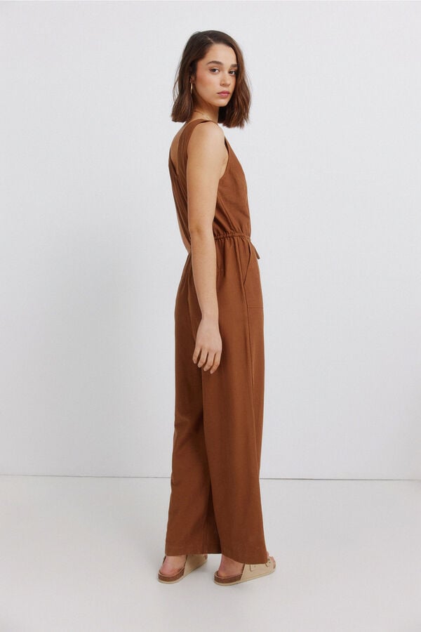 Springfield Printed sleeveless jumpsuit nude