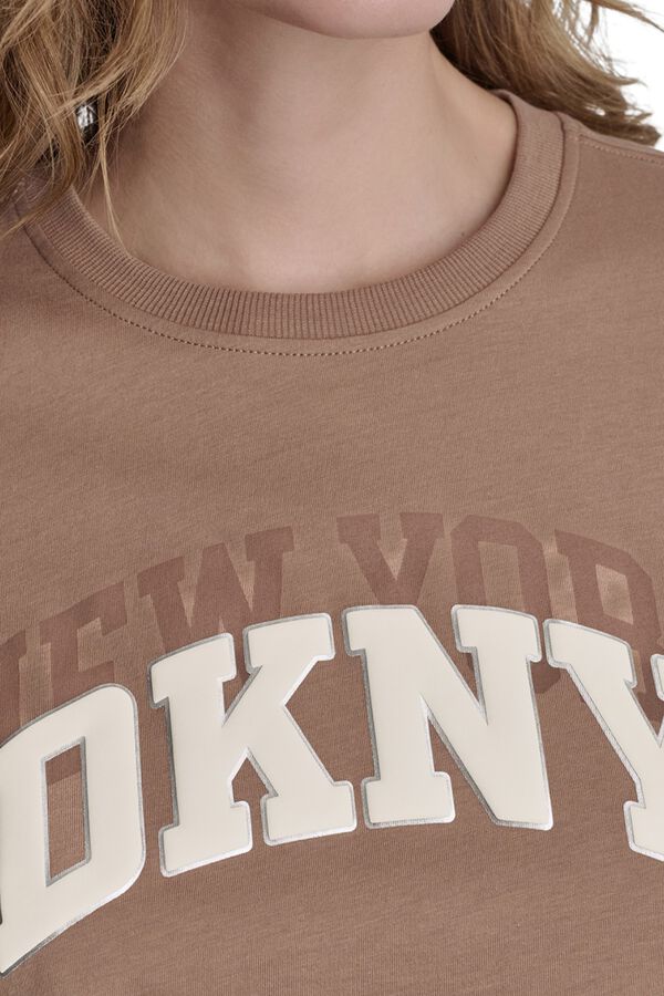 DKNY Camiseta manga corta con logo marr&oacute;n