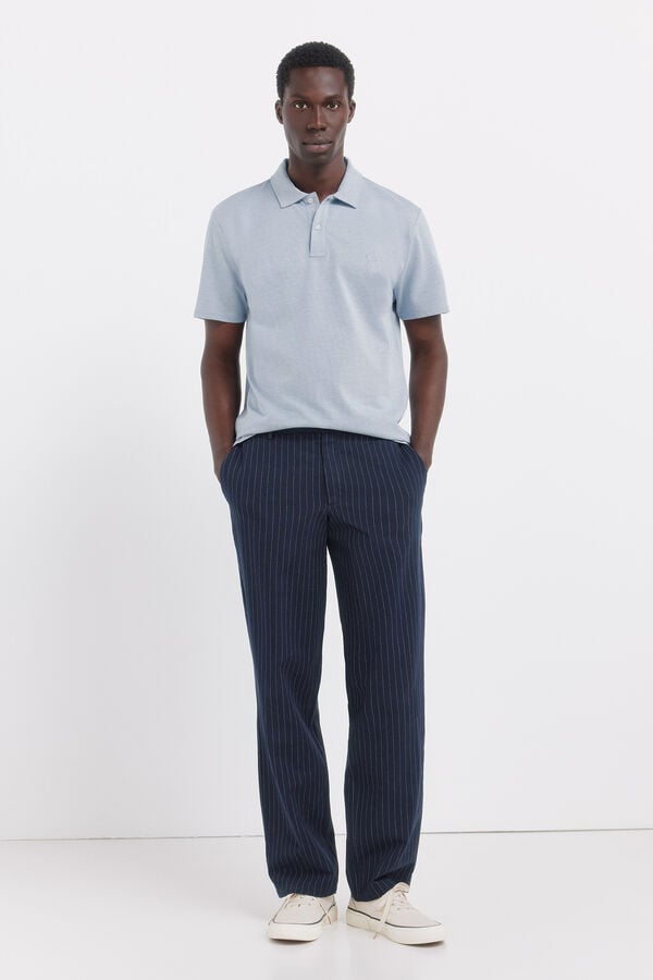 Springfield Plain slim fit polo shirt blue