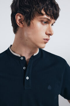 Springfield Slim fit mandarin collar piqu&eacute; polo shirt