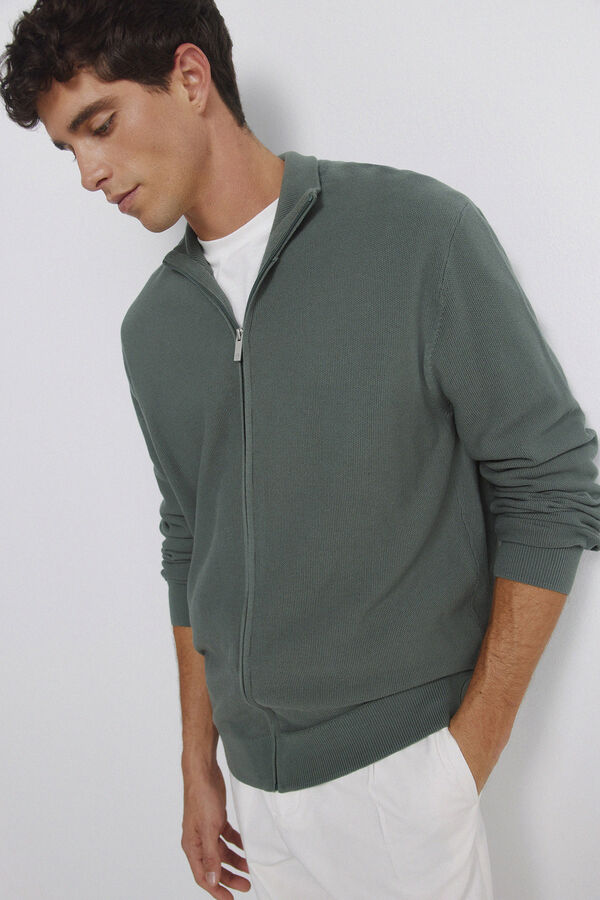 Springfield cardigan structur&eacute; uni vert