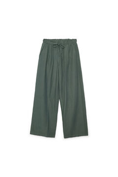 Springfield Linen wide leg trousers green