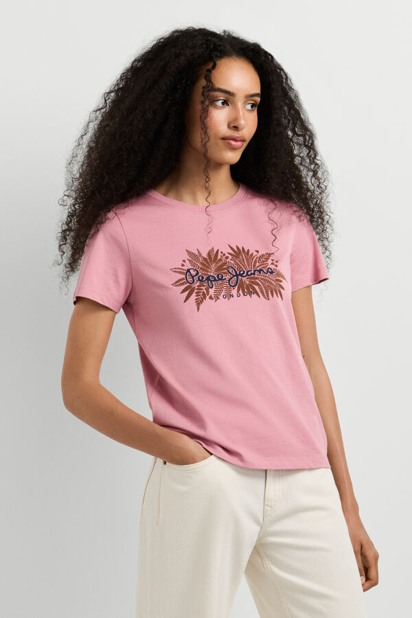 Pepe Jeans T-shirt b&aacute;sica de manga curta rosa