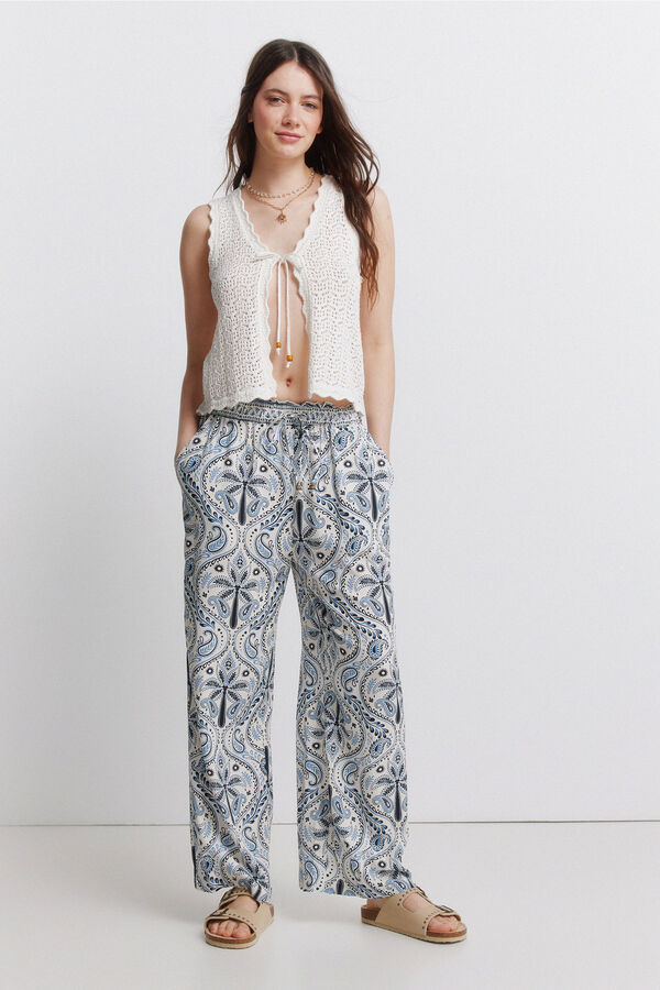 Springfield Printed fluid trousers brown