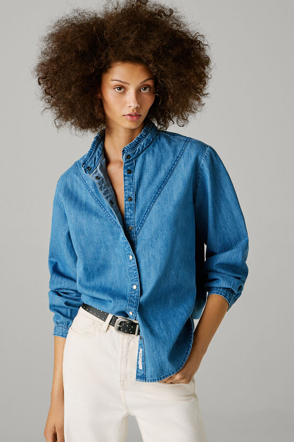 Pepe Jeans Camisa de ganga de manga comprida azul