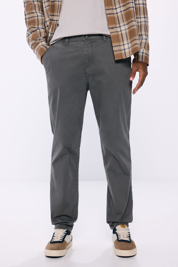 Springfield Pantalon pantalon chino délavé coupe relax gris