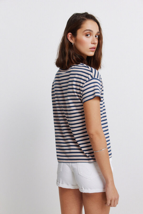 Springfield Striped double cotton T-shirt blue