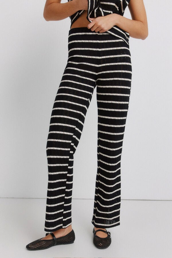 Springfield Striped knit trousers black