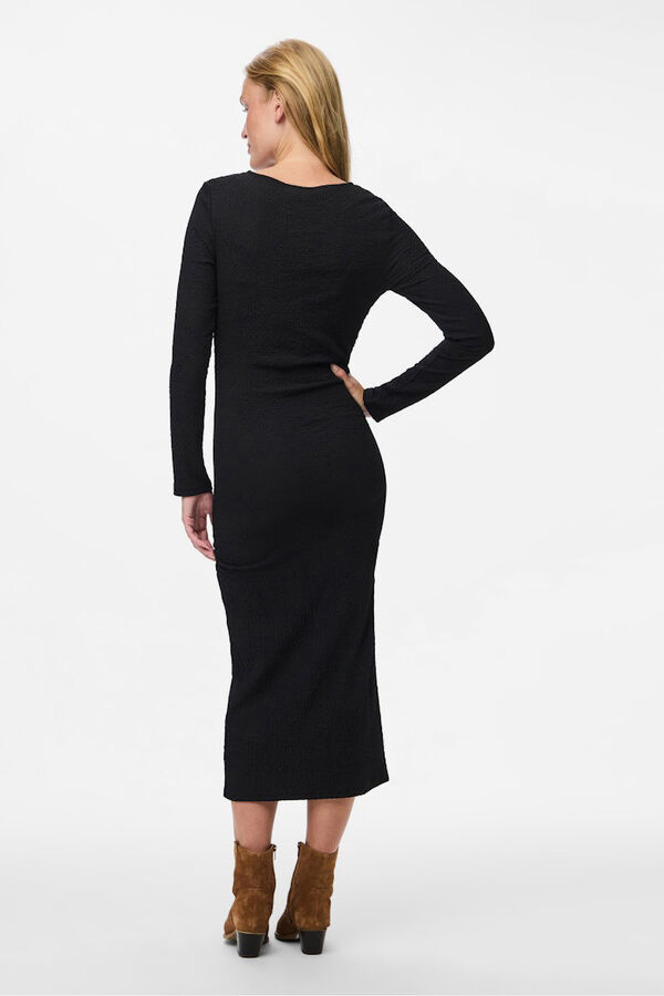 Pieces Vestido midi manga larga negro