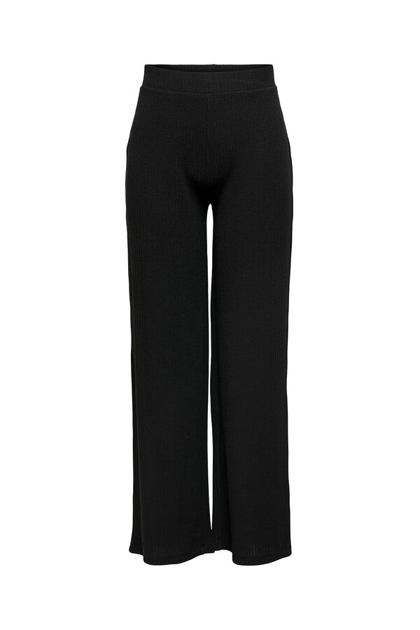 Only Gerippte Hose mit weitem Bein Schwarz