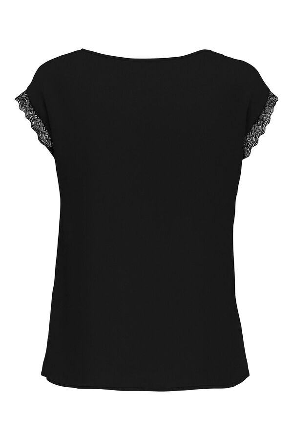 Springfield Short-sleeved lace blouse black