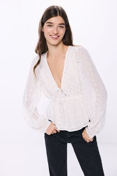 Springfield Chiffon blouse with lurex polka-dots natural