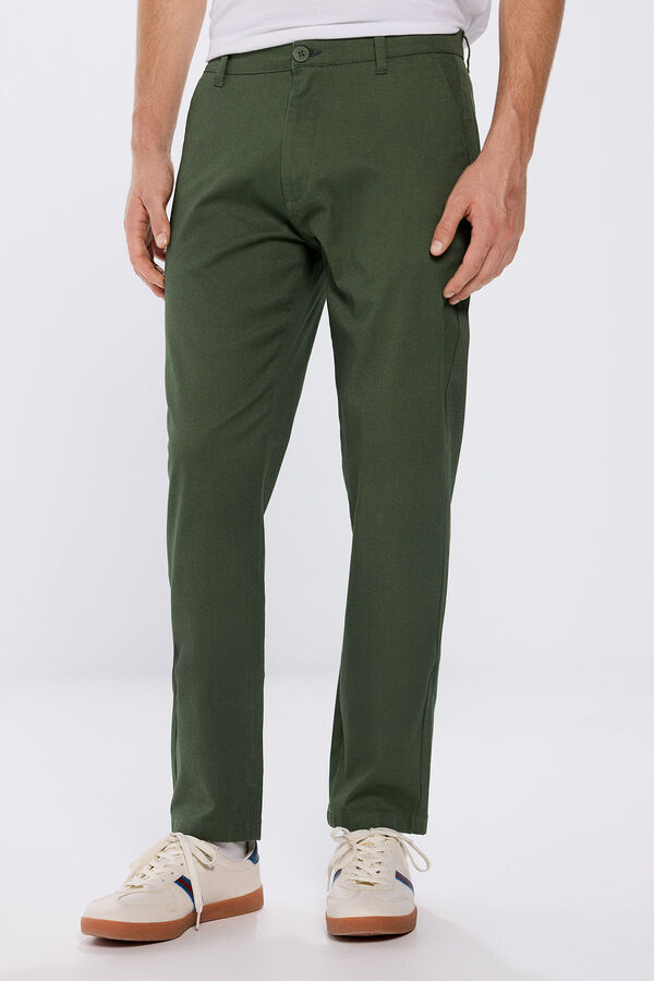 Springfield Pantalon chino slim fit vert