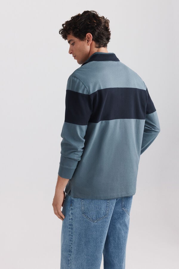Springfield Polo piqu&eacute; manga larga bloque color regular fit azul