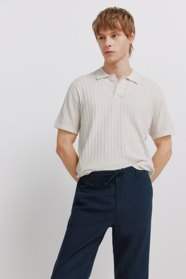 Springfield Linen comfort fit chinos blue