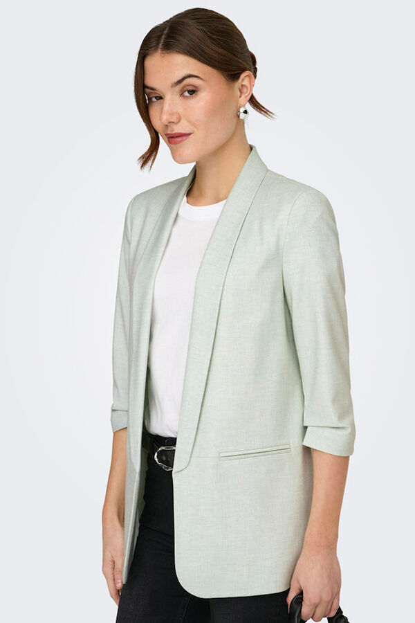 Only Open rolled-up sleeve blazer beige