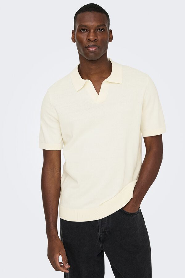 Only & Sons Polo de punto manga corta blanco